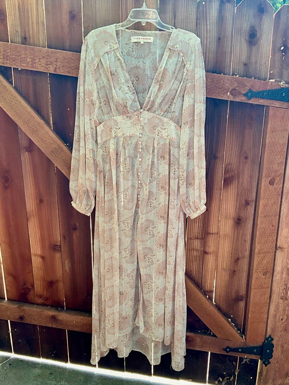 Free People Sheer Boho Floral Maxi Dress Top S
